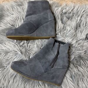 Toms Gray Suede Wedge Ankle Boots
